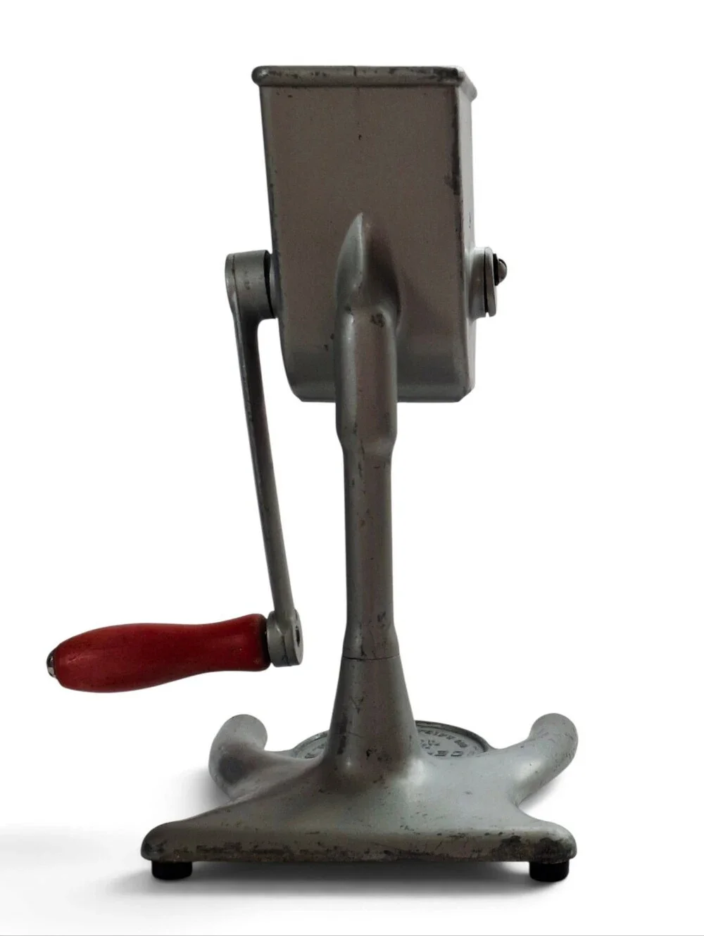 Vintage National Ice Crusher Red Wooden Hand Crank Countertop Tabletop Barware